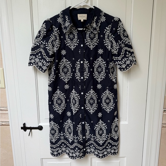 Sezane Elvina Dress Navy / Ecru - Size 4 - Picture 4 of 6